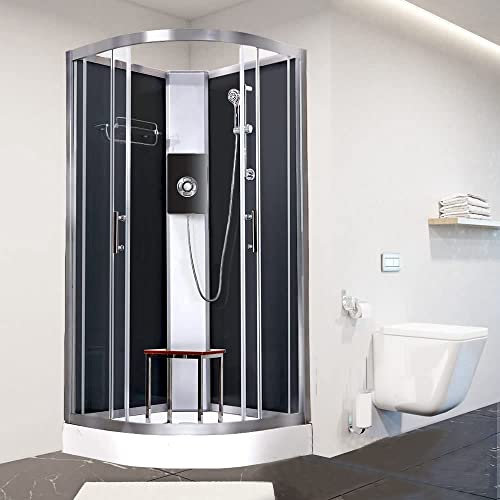 Vidalux Pure E Black 1000 x 1000 Electric Shower Cabin-Triton Lux Black 8.5KW