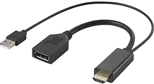 Renkforce RF-4777274 HDMI/DisplayPort Adapterkabel [1x HDMI-Stecker, USB 2.0 Stecker A - 1x DisplayPort Buchse] Schwa
