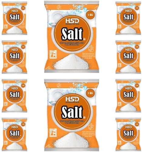1kg Dishwasher Salt, Powerful Cleaning Dishwasher Salt, softener salt, Best For Laundry Kitchen Dish Washing, Compatible to All Water Softner Machine, Premium Food Grade 100% Genuine British Salt (10)