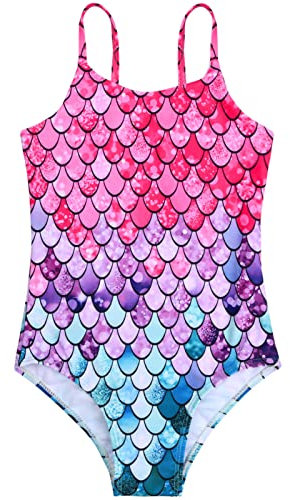 Nivofu Costume da Bagno per Ragazze, Costumi da Bagno Interi, Costume da Bagno a Sirena, Costumi a Pezzi da Bagno per Bambine e Ragazze, Bikini da Spiaggia, Costume Piscina Bambina (6-7 Anni)