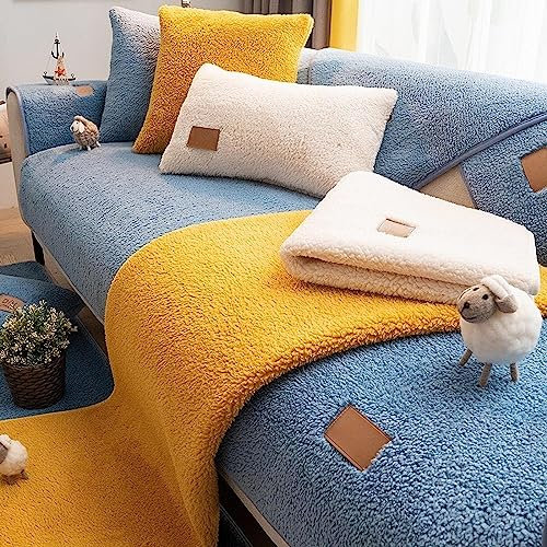 Sofabezug Samt 1 2 3 4 Sitzer, Weicher Couchbezug L Form, Anti-rutsch Sofaüberwurf, Cuddly Sofahusse Sofa überzug Ecksofa, Sofaschoner für Hunde