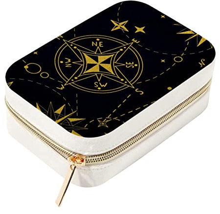 Personalisierte Reise-Mini-Schmuckschatulle Organizer Aufbewahrungsbox für Frauen Windrose Kompass