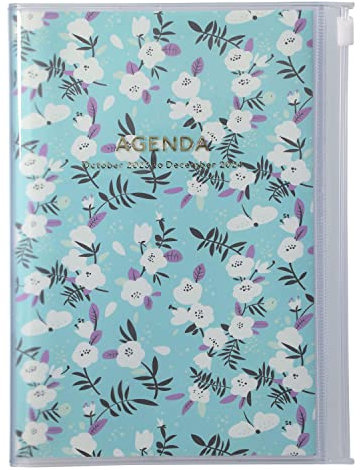 MARK'S 2023/2024 Taschenkalender B6 vertikal, Flower Pattern, Turqoise