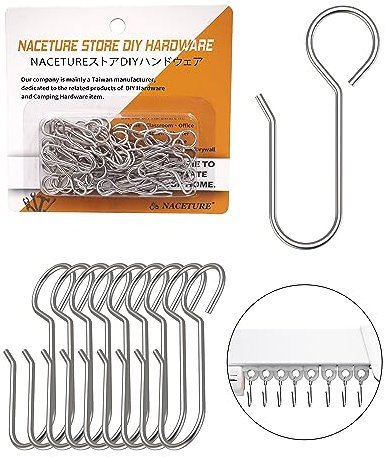 Metal Curtain Hooks for Curtains - Pack of 50 Drapery Hooks Curtain Track Hooks Hanger S Hooks Stainless Steel Hardware Hooks Small Clips for Ceiling Curtains Track Indoor/Shower/Window