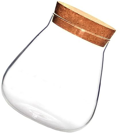 Happyyami 1 Pc Botella De Vidrio De Corcho Pantalla Olla Terrario De Cristal Con Tapa Pequeños Frascos De Vidrio Esférico Tarro De Frutos Secos Botella De Vidrio De Alto Borosilicato Viajar