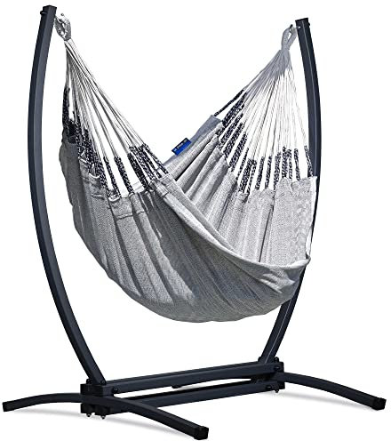 Potenza Pereira L/XL Hängesessel mit Gazela Gestell I Hängestuhlgestell max 160kg (B&W, L)