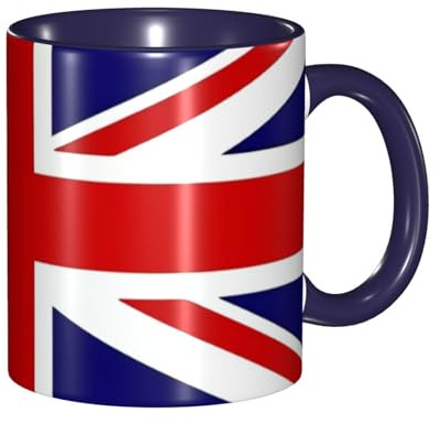 Navy Blue Classic Mugs ceramic mug Suitable for cappuccino, latte, cereal, yogurt, milk, hot or cold drinks Micro-wave oven UK Flag Picture