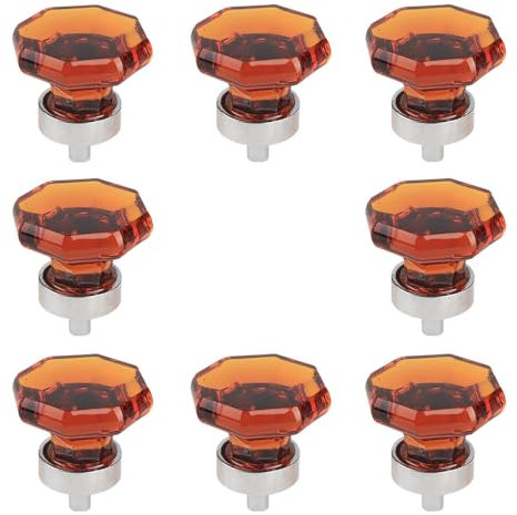 Dixiao 10 pcs, Amber Crystal Cabinets Knobs Pulls, Furniture Door Closet Pulls Decorative Hardware Glass Dresser Knobs (10, Amber)
