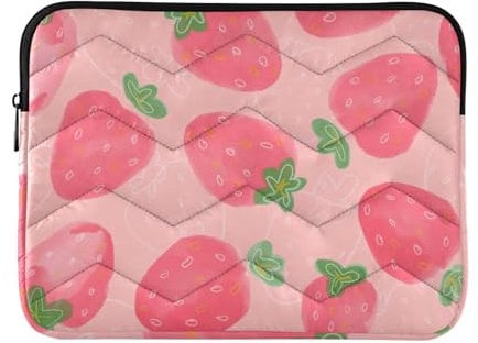 Laptop Sleeve Case Pink Strawberry Print Laptop Bag Computer Bag Notebook Carrying Protective Case Bag for 13 14 inch Laptops