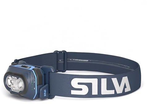 Silva Stirnlampe Batteriebetrieben - Discover - 500 Lumen - 3 Helligkeitsstufen - Weiß, Orange & Rot LED Kopflampe - Rotlicht - Joggen
