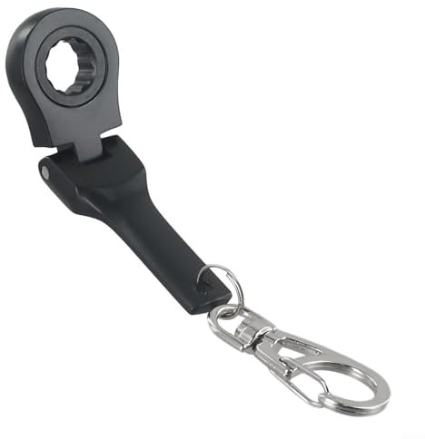 Besttoolifes Small 10mm Ratchet Spanner Portable Wrench with Key Chain, Portable Ratchet Spanner,Rotatable for Repair Tool(Black)