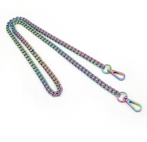 WANYI 100CM Taschenkette Regenbogen Taschengurte zum Wechseln Metallkette Taschenriemen Handykette Geldbörsenkette Hosenkette für DIY Taschen Handtasche Geldbörse mit Karabiner