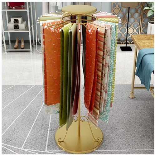 Freistehender Schalhalter, drehbarer Schalständer, höhenverstellbarer Schalständer, kommerzieller Hijab-Organizer, Schal, Seidenschal-Halter, Gold, 70 cm