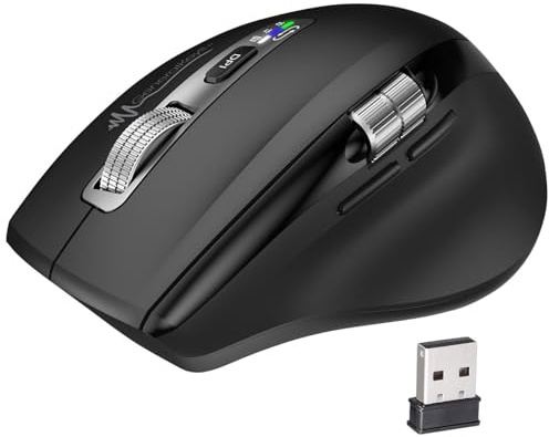 GeneralKeys Maus, Bluetooth: Multi-Device-Maus mit Speed- & Daumen-Mausrad, Silent-Tasten, kabellos (Mouse, Bluetooth, Funkmäuse, PC)