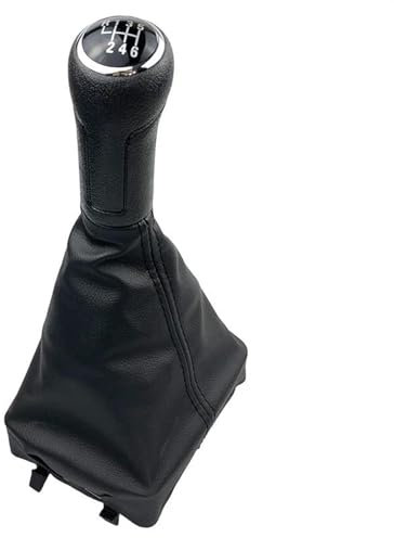 KLAUER Auto Schaltknauf Für VW Für Polo 9N 9N2 9N3 2001 2002 2003 2004 2005 2006 2007 2008 2009 Auto-Schaltknauf Schalthebelmanschette Abdeckung Schaltknauf Griffschutz(6 Speed Black Black)