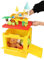 25L Kunststoff-Aufbewahrungsbox mit Gebäudedeckel für Lego Duplo Blöcke Kinder Spielzeug Aufbewahrung Organizer 4 Schloss Türen Faltbarer Stapelbarer Spielzeugtruhe Tisch Plastic Storage Box, Rot Gelb