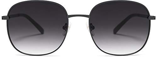 SOJOS Retro Rund Rechteckig Sonnenbrille Damen Herren flat verspiegelt Metallrahmen Sonnerbrillen mit UV400 Schutz SJ1137-53