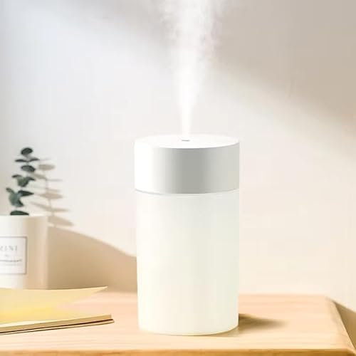 Mini humidificador de 260 ml, humidificador recargable portátil USB aire 30dB Humidificador de aire frío tranquilo con luz nocturna ajustable para la oficina de la oficina de (Blanco)