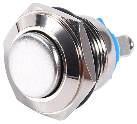 12V, 16 mm, voiture, résistant aux intempéries, momentanée, bouton-poussoir en métal, OFF, interrupteur de cor, auto-réinitialisation, bouton rond, Flush élevé, laiton plaqué en