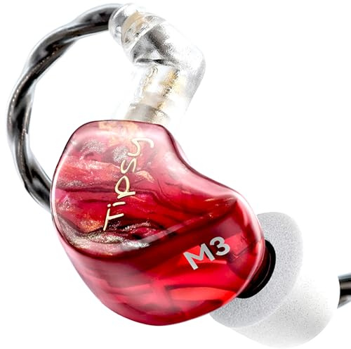 TipsyAuthen Tipsy M3 Professional IEM, 2BA + 1DD, 36dB PNC, Detailed&Spacious Sound, Skin‑Friendly Resin, 0.78mm 2‑Pin Detachable Cable (No Mic, Green) (C-Red)
