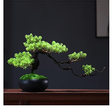 Künstliche Pflanzen, künstlicher Bonsai-Baum, 24,9 cm, Kleiner künstlicher Bonsai-Kieferbaum, lebensechter Stamm, künstliche Pflanzendekoration, für die Schreibtischanzeige, mit sc