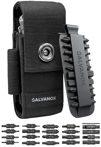 Belt Pouch for Leatherman Multitools with 21 Piece Bit Kit - EDC Accessories Set with Sheath Case and Flat-end Screwdriver Bits with Holder (Ultra Durable 59HRC)