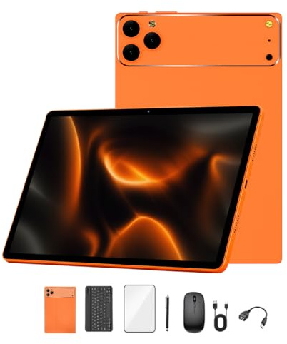 Crelander Tablet Android 13 da 10,1 pollici, con slot per scheda SIM, 4G LTE Calling, 24 GB + 128 GB, batteria da 5000 mAh, doppia fotocamera, Bluetooth/WiFi, bundle con custodia, tastiera, mouse e