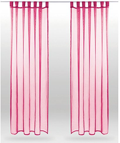 Bestlivings Schlaufenschal Noella, transparenter Dekoschal Voile b 140x l 145 cm 2er Pack, Wohnaccessoire in vielen erhältlich (pink - Fuchsia/ohne Raffhalter)