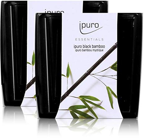 Essentials by Ipuro Duftkerze black bamboo 125g - Kräftig, grüne Frische vereint mit einer holzigen Nuance – ein herb-frischer Duft (2er Pack)