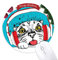 Red Headset White Cat Protect Animal Pet Lover Round Rubber Maus Pad Weihnachtsbaum Mat
