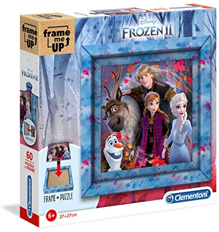 Clementoni 38803 Frame me up Frozen 2 – Puzzle 60 Teile ab 4 Jahren, buntes Kinderpuzzle inkl. Rahmen aus Karton, zum Aufhängen ohne Kleber, Geschicklichkeitsspiel für Kinder