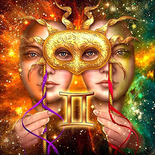 ABEUTY 5D-Diamant-Malerei, DIY-Vollbohrung, Strasssteine, Sternzeichen-Zwillinge, Malen mit Diamanten, Kristall-Diamant-Kunst-Kits (Zwillinge)