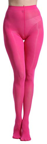 Zioccie - Collant da donna 80 denari, morbidi semi opachi, tinta unita, rinforzati, colore: solido - Rosa - taglia unica