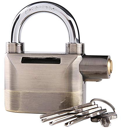 WXYZ Vorhängeschlösser Alarm Schlüssel Vorhängeschloss, Fahrradlagertürschloss, Wasserdicht, Rostfrei Und Anti-Diebstahl, 65x92mm / 2.6in, 5 Schlüssel