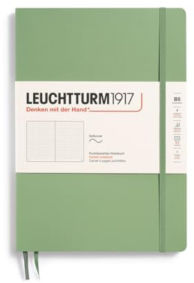 LEUCHTTURM1917 363928 Notizbuch Composition (B5), Softcover, 123 nummerierte Seiten, Salbei, Dotted