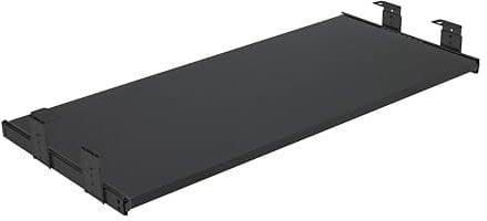 FIX&EASY Tastaturauszug Up&Down, Tastaturablage 600X300mm schwarz matt Dekor, Auszugschienen mit Einrastfunktion höhenverstellbar schwarz 300mm, Set Ablage und Auszug mit Verriegelung f. Tastatur Maus