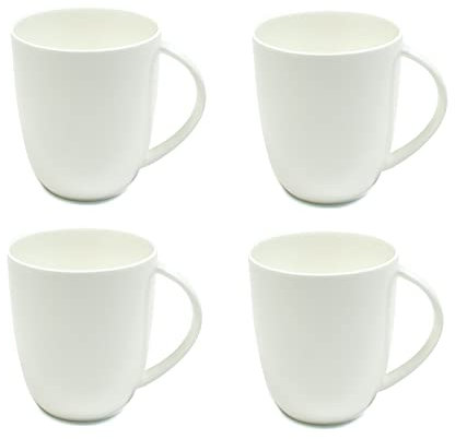 Maxwell & Williams Cashmere Coffee Mug Set, Large Coupe Style Designer Bone China Mugs, 42 ml - White (4 Pieces)