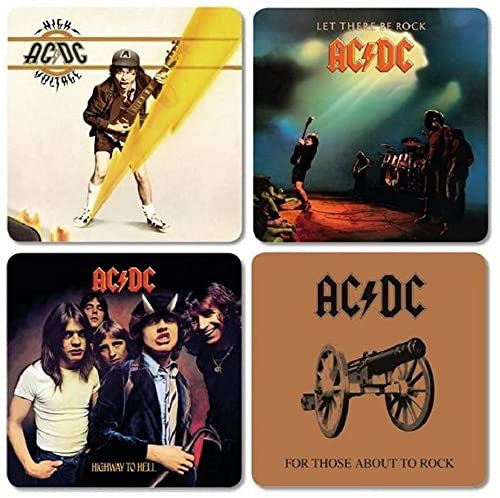 AC DC - Untersetzer Coaster 4er Set - High Voltage - Highway to Hell - Let There be Rock - Those About to Rock - Bierdeckel