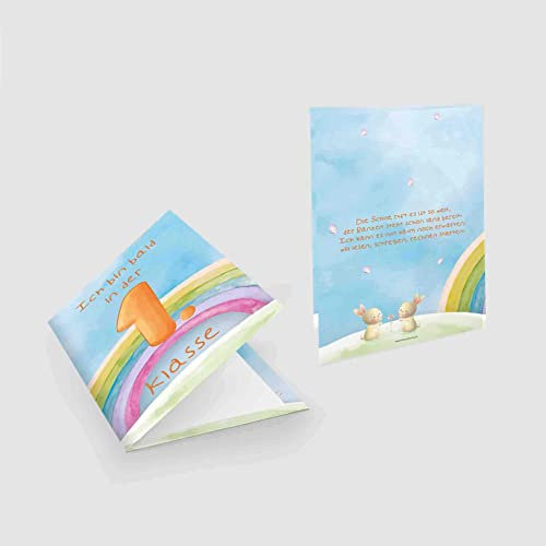 Kartenkuss 8 x Einladungskarten zur Einschulung mit passenden Umschlägen, Einladung zum Schulanfang im Set zu 8 Stk. 1.Klasse Design