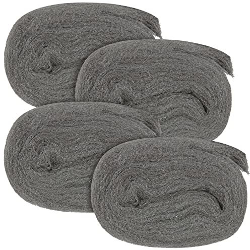 JMIATRY Steel Wool 4 Rolls, 0000 Fine Steel Wool Pads for Cleaning, Preparing, and Maintaining Wood and Metal Finishes, 14oz, 18Ft