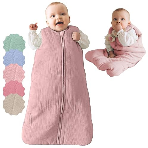 Flora Furora Schlafsack Baby Bio-Baumwolle (Musselin: sehr weich, atmungsaktiv, bequem) Oeko-TEX & GOTS: schadstofffrei + sicher | Baby Schlafsack für Kleidergrößen 56-74, TOG-Wert: 1,5