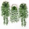 Artificial Hanging Plants in Pots, 3 Pcs Fake Potted Plants Faux Vine Greenery Hanging Plants Green Plastic Plant for Indoor Bathroom Bedroom Office Kitchen Shelf Wall Desk Decor