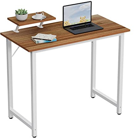 Chleby Bureau d'ordinateur, Bureau de Table d'ordinateur d'étude Table PC Ordinateur avec Support écran Marron 80 x 40 x 75 cm