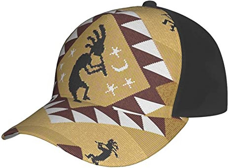 FJAUOQ Baseballmützen Sonnenhut Verstellbare Snapback Dad Trucker Cap Südwesten Indianer Kokopelli Ethno Caps, Siehe Abbildung, One size