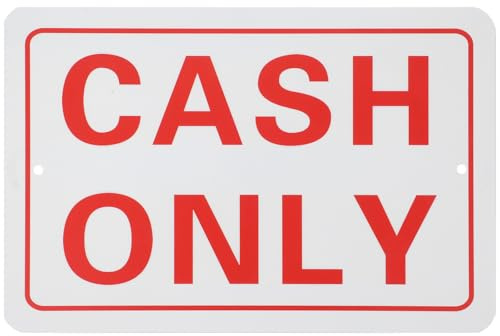 ULTECHNOVO Metallschild Cash Only, No Checks No Credit Card, für Geschäft, Laden, Theke, Haustür, Fenster, 30 x 20 cm