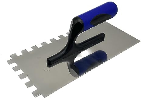 Zahnkelle 12 mm Edelstahl rostfrei – Profi Zahnspachtel mit Softgriff für Fliesenleger, Handwerker & Heimwerker | Glättekelle Maurer Werkzeug