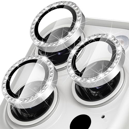 Diruite Protector Lente Cámara para iPhone 15 Pro/15 Pro Max Lens Protector,Aleación Aluminio+Diamante Brillante Vidrio Templado Protector Camara para iPhone 15 Pro/Pro Max Protector Lentes Camara