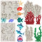 MYPRACS Set di 4 stampi in silicone a tema oceano, a forma di animale marino, squalo, conchiglia, stella marina, polipo, tartaruga, corallo, alghe, cioccolato, caramelle, decorazioni per torte, topper