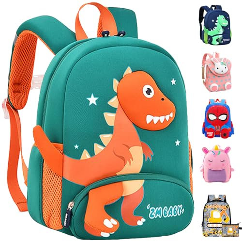 LUKIUP Kindergartenrucksack Dinosaurier, Kinderrucksack Jungen Orange, Kleiner Freund Rucksack, Dinosaurier Rucksack für Kita Kindergarten Jungen Ab 2-5 Jahren, 28x 22x10 cm