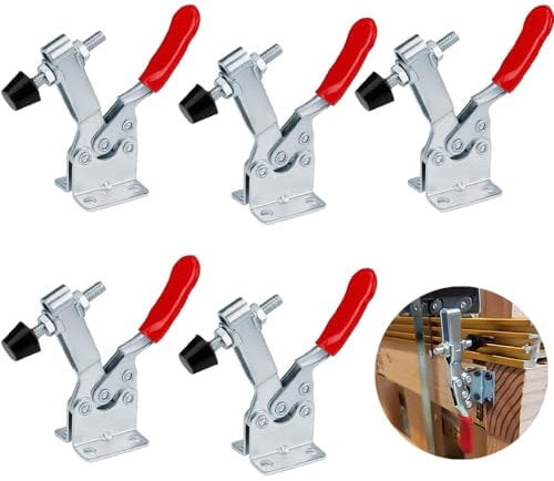GH-201-B Quick Release Clamp, Pack of 5, Knee Lever Clamp, Quick Release, 90 kg, Vertical Toggle Lever Clamp, Quick Release Clamp for Machine Operation, Carpentry, Welding